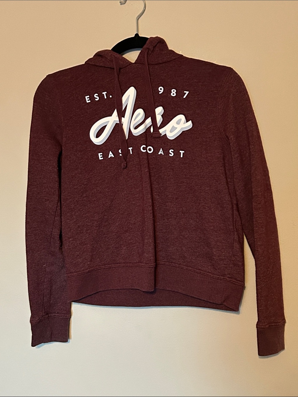 Aeropostale Maroon Hooded Pullover with White Script